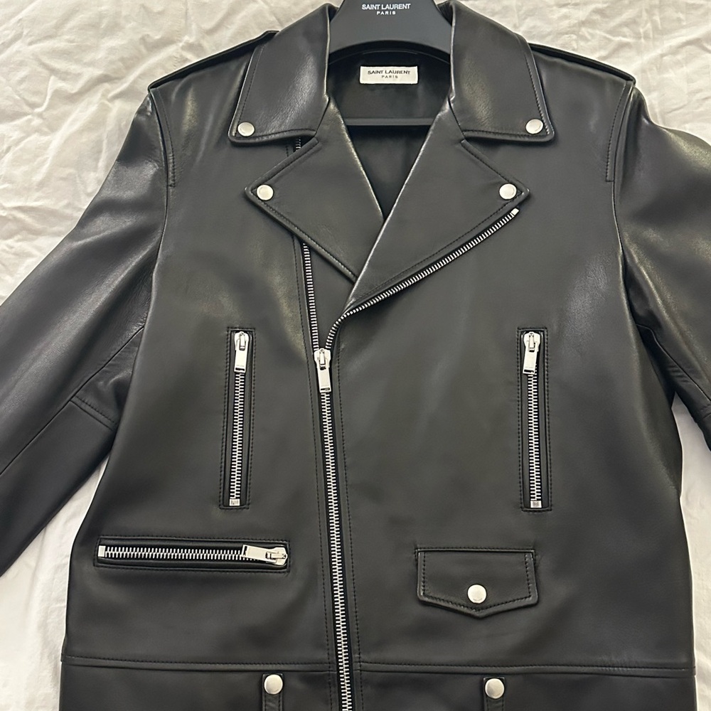 Saint Laurent Black Leather Motorcycle Jacket
